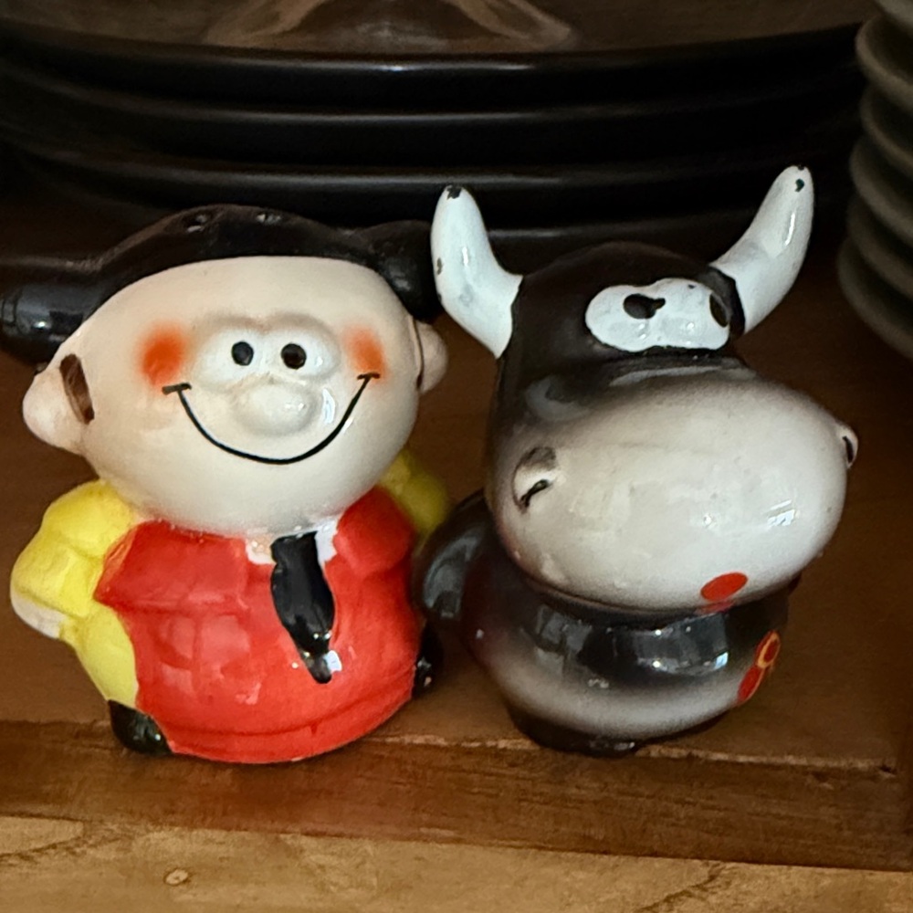 Vintage 1950s Bull and Matador Ceramic Salt and Pepper Shakers